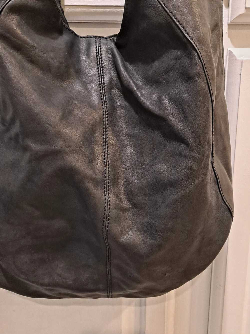 Lucky Brand Black Leather Slouchy Y2k Hobo Shoulder Bag Lightweight Roomy